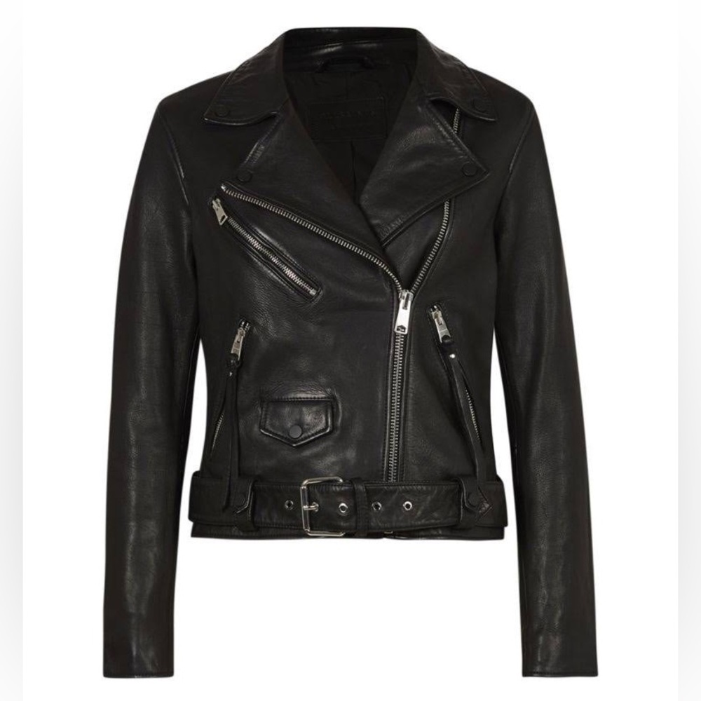 All Saints Luna leather biker jacket extra small